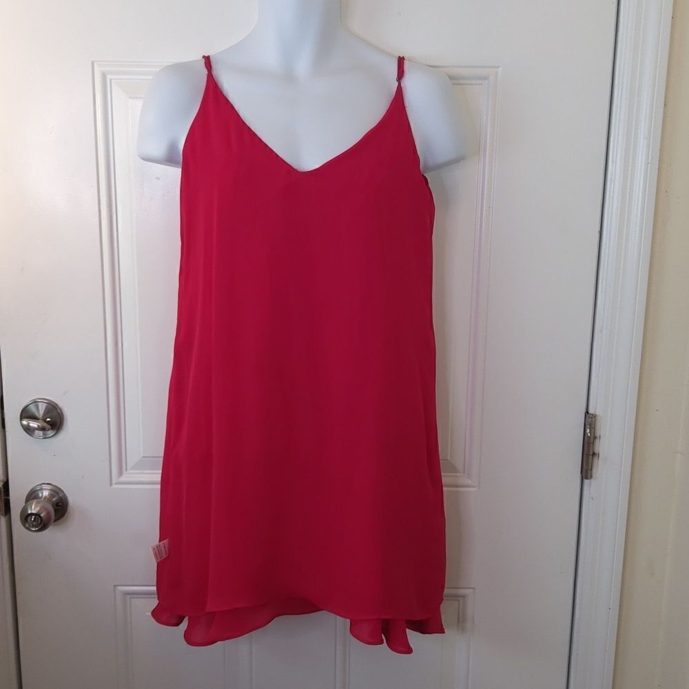 Taylor red fully lined adjustable spaghetti strap… - image 12